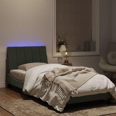 vidaXL Estructura cama con luces LED terciopelo gris claro 80x200 cm