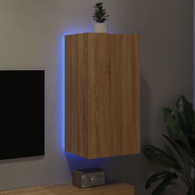 vidaXL Mueble de TV de pared con luces LED roble Sonoma 40,5x35x80 cm