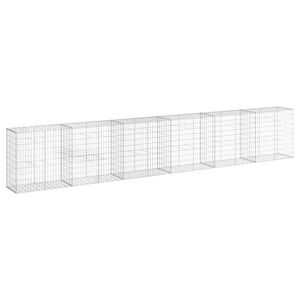 vidaXL Cesta de gaviones con cubierta hierro galvanizado 600x50x100 cm