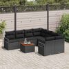 vidaXL Conjunto de sofás de jardín 9 pcs Negro ratán sintético