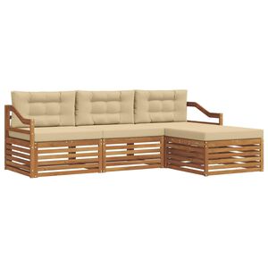 vidaXL Conjunto de sof&aacute;s de exterior con coj&iacute;n 4 pcs Natural y Beige