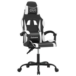 vidaXL Silla gaming giratoria cuero sint&eacute;tico negro y blanco
