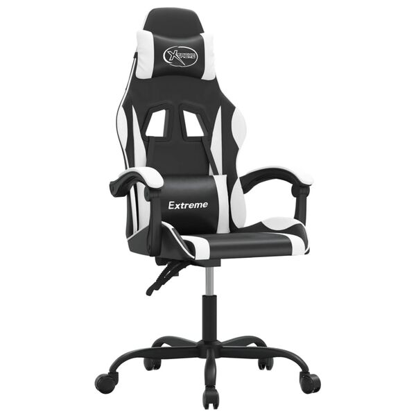 vidaXL Silla gaming giratoria cuero sint&eacute;tico negro y blanco
