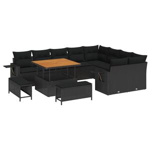 vidaXL Conjunto de sof&aacute;s de jard&iacute;n 13 pcs Negro rat&aacute;n sint&eacute;tico