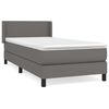 vidaXL Cama box spring con colch&oacute;n cuero sint&eacute;tico gris 90x200 cm