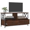 vidaXL Mueble TV hierro y madera contrachapada roble marr&oacute;n 90x33x45cm