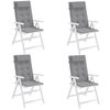 vidaXL Cojines de silla con respaldo alto 4 uds tela Oxford gris