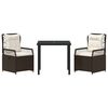 vidaXL Conjunto de Comedor de Jard&iacute;n 3 pcs Marr&oacute;n rat&aacute;n sint&eacute;tico