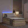 vidaXL Cama con almacenamiento y LED con LED Crema 90 x 190 cm tela