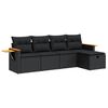vidaXL Set de muebles de jard&iacute;n 5 pzas y cojines rat&aacute;n sint&eacute;tico negro