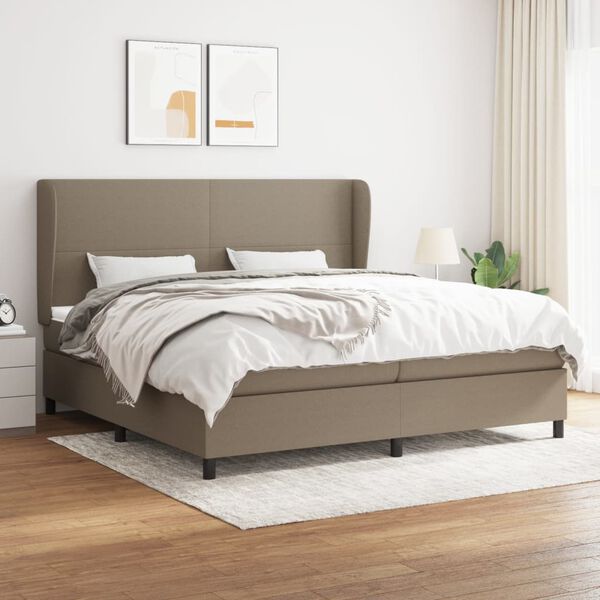vidaXL Cama box spring con colch&oacute;n tela gris taupe 200x200 cm