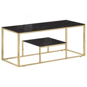 vidaXL Mesa de centro dorada acero inoxidable y vidrio templado