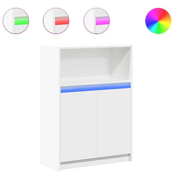 vidaXL Aparador con LED madera de ingenier&iacute;a blanco 72x34x100 cm