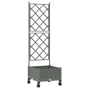vidaXL Jardinera con enrejado y ruedas Gris Claro 40 x 40 x 131,5 cm