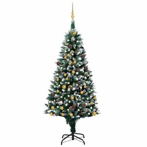 vidaXL &Aacute;rbol de Navidad helado con LEDs, bolas y pi&ntilde;as 210 cm