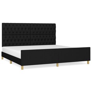 vidaXL Estructura de cama con cabecero de tela negro 200x200 cm