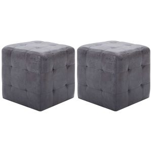 vidaXL Puf 2 unidades piel de ante artificial gris 30x30x30 cm
