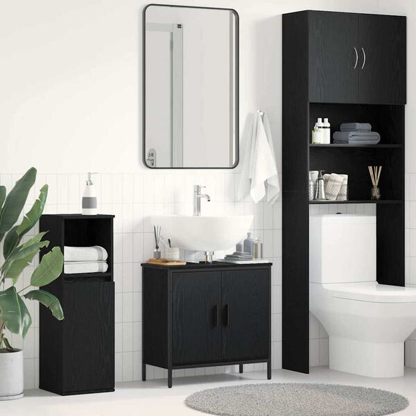 vidaXL Mueble de lavabo para baño Roble Negro 60 x 30 x 60 cm