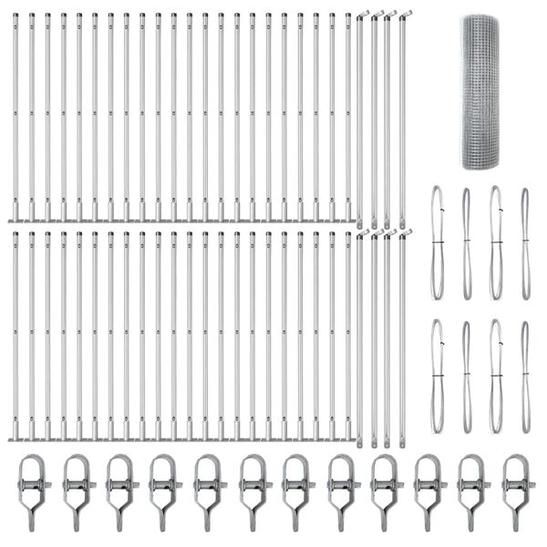 vidaXL Poste de Valla Plateado 100 x 0,5 m (malla de 16 x 16 mm) Acero
