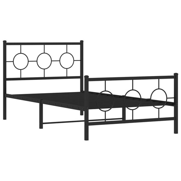 vidaXL Estructura cama sin colchón con estribo metal negro 100x190 cm