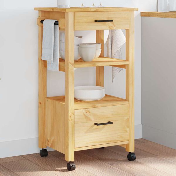 vidaXL Carrito de cocina MONZA madera maciza de pino 48x40x88,5 cm