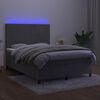 vidaXL Cama box spring colch&oacute;n y LED terciopelo gris claro 140x190 cm
