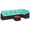 vidaXL Conjunto de sof&aacute;s de jard&iacute;n 7 pcs Negro rat&aacute;n sint&eacute;tico