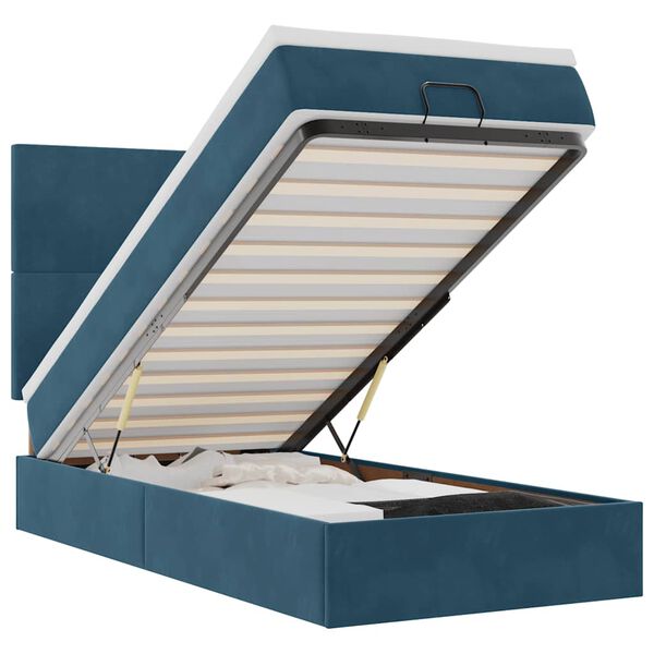 vidaXL Estructura cama otomana colchones terciopelo azul oscuro
