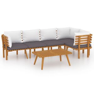 vidaXL Muebles de jard&iacute;n 6 piezas con cojines madera maciza de acacia