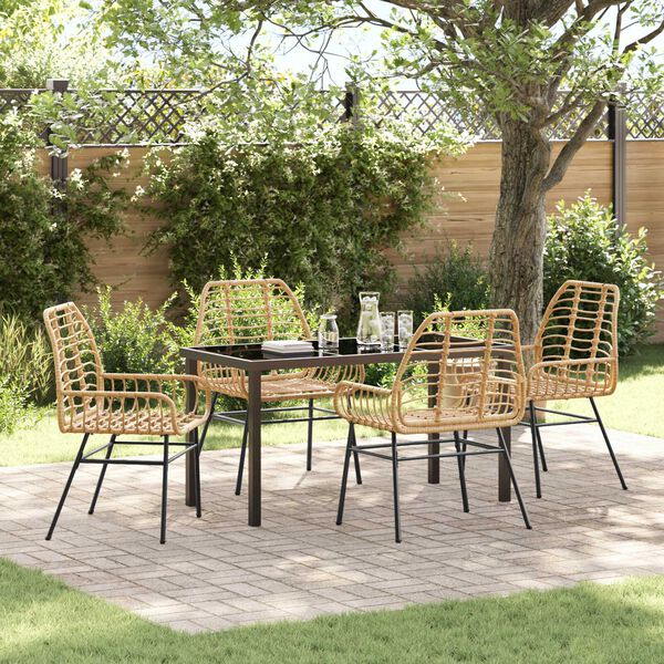 vidaXL Conjunto de Comedor de Jardín 5 pcs Marrón ratán sintético