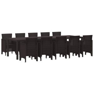 vidaXL Conjunto de Comedor de Jard&iacute;n con coj&iacute;n 11 pcs Marr&oacute;n Rat&aacute;n