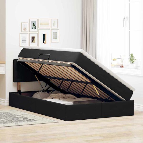 vidaXL Cama con almacenamiento y LED Negro 120 x 200 cm Terciopelo