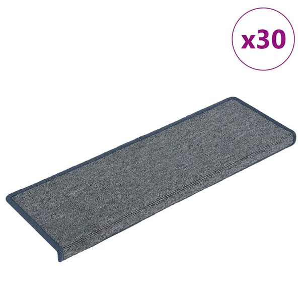 vidaXL Alfombrillas para escaleras 30 unidades 65x21x4 cm Gris claro y azul Borde rectangular