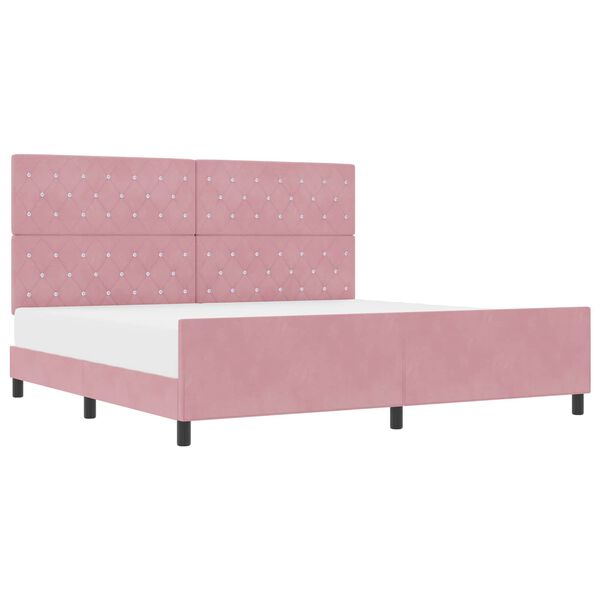 vidaXL Cama tipo Box Spring con cabecera Rosa 200 x 200 cm Terciopelo