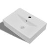 vidaXL Lavabo rectangular de cer&aacute;mica hueco de grifo/desag&uuml;e blanco