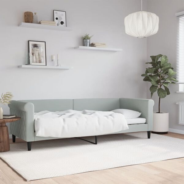 vidaXL Sof&aacute; cama sin colch&oacute;n terciopelo gris claro 80x200 cm