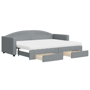 vidaXL Sof&aacute; cama nido con cajones tela gris claro 80x200 cm