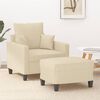 vidaXL Sillón con taburete tela crema 60 cm