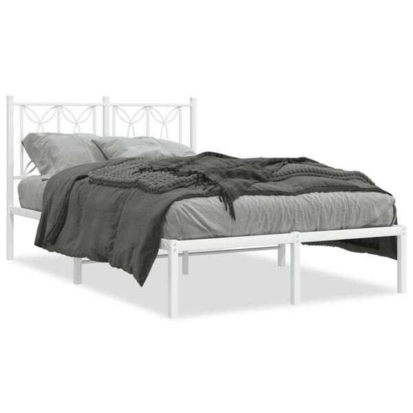 vidaXL Estructura cama sin colch&oacute;n con cabecero metal blanco 120x200cm