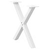vidaXL Patas para mesa de centro en forma de X (2 unidades), color blanco, 60 x (42-43) cm, acero