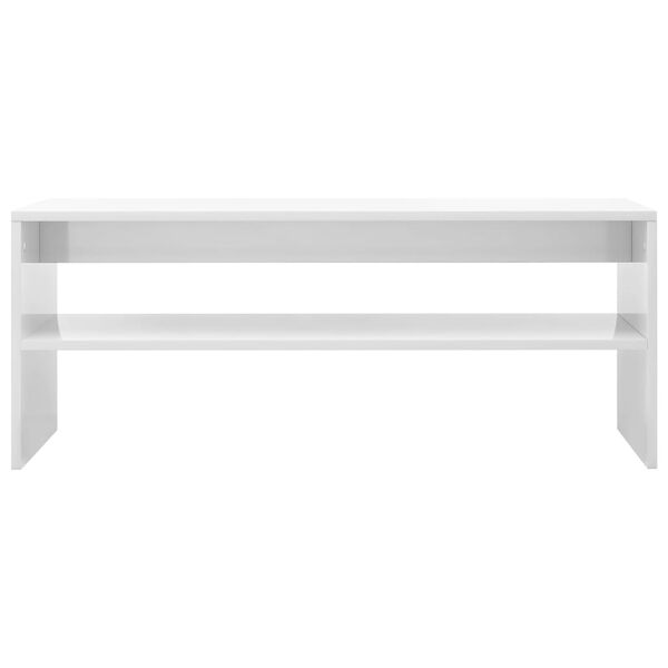 vidaXL Mesa de centro madera contrachapada blanco brillo 100x40x40 cm