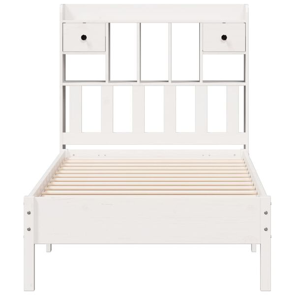vidaXL Cama con estanter&iacute;a sin colch&oacute;n madera maciza de pino 90x190 cm