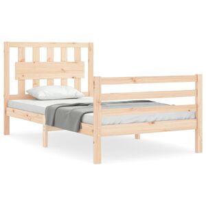 vidaXL Estructura de cama individual con cabecero madera maciza