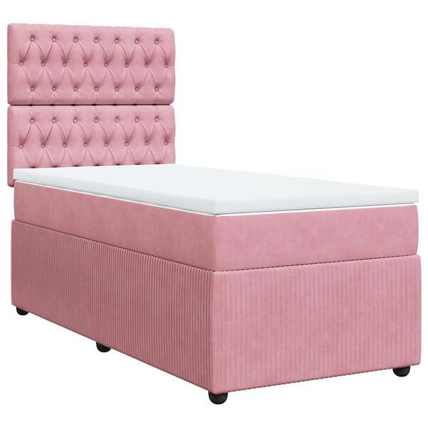 vidaXL Cama box spring con colch&oacute;n terciopelo rosa 80x200 cm