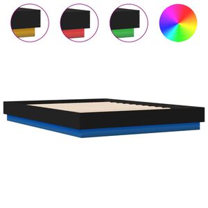vidaXL Estructura de cama con LED sin colch&oacute;n negra 150x200 cm