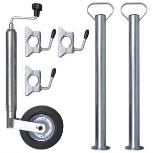 vidaXL Rueda jockey de remolque con 2 soportes 1 abrazadera dividida