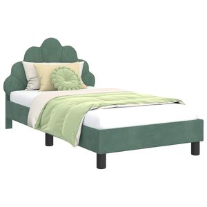 vidaXL Cama para ni&ntilde;os con cabecero Verde Mar 80 x 160 cm Terciopelo