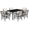 vidaXL Set de comedor de jard&iacute;n 7 pzas y cojines rat&aacute;n sint&eacute;tico negro