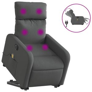 vidaXL Sill&oacute;n de masaje el&eacute;ctrico reclinable elevable tela gris oscuro
