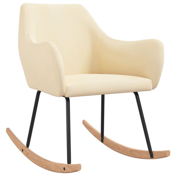 vidaXL Silla mecedora de tela color crema
